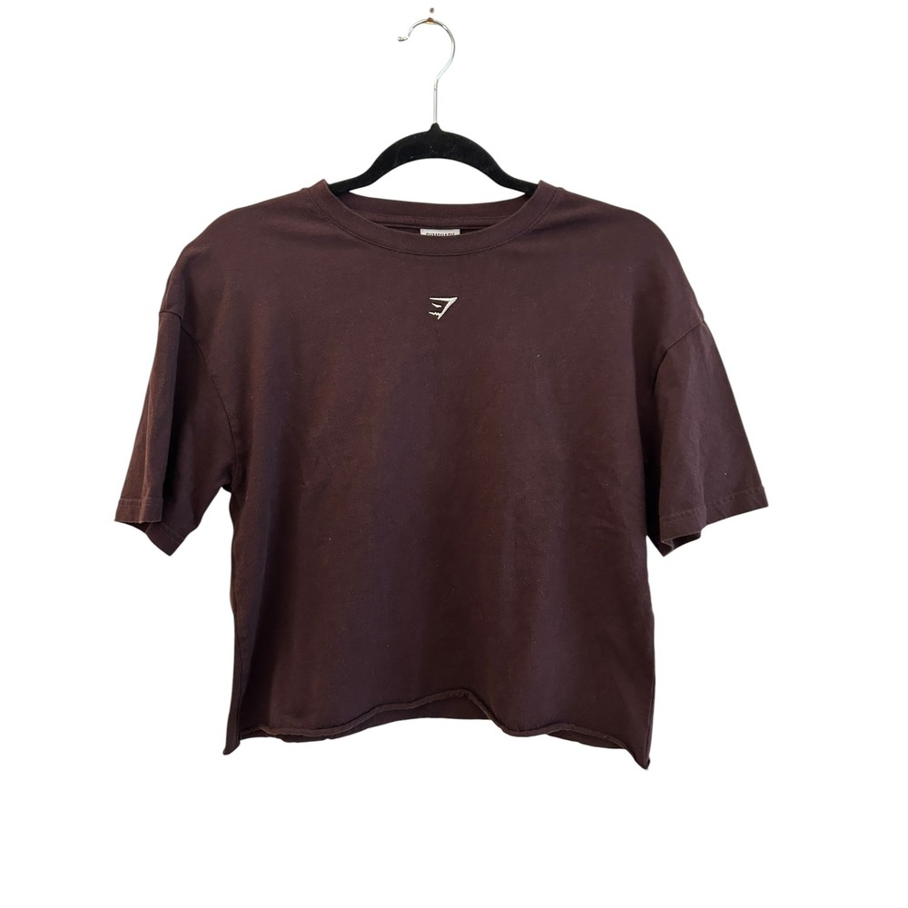 Gymshark Lifting Club Espresso Brown Cropped Graphic T-Shirt Womens Small - Picture 2 of 8
